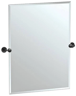Latitude II Black 27 1/2" x 31 1/2" Rectangular Wall Mirror - Image 1 of 2