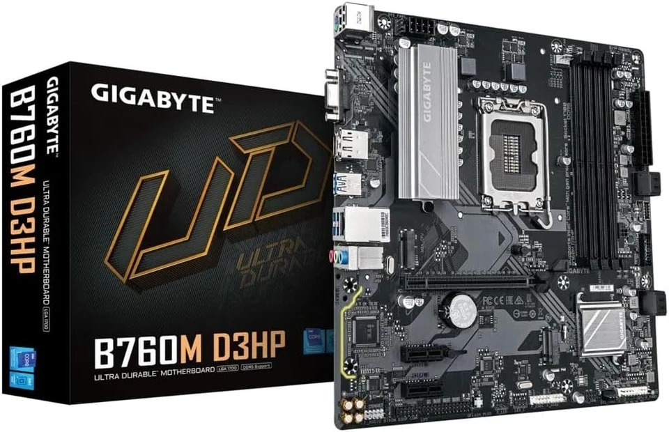 Placa Base Gigabyte B760M D3HP Intel B760 LGA1700 Micro ATX Dual M.2 DDR5 RAID - Imagen 1 de 1