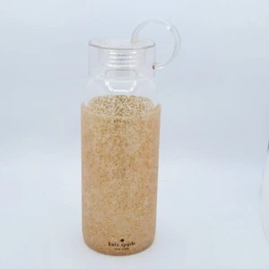 Kate Spade Glas Glitzer Gold Wasserflasche 16 oz Neu ohne Etikett - Bild 1 von 4