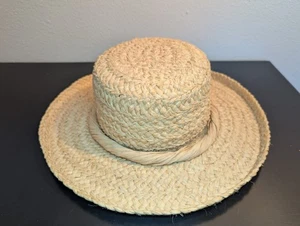 Tan Natural Fibers Woven Straw Sun Hat One Size - Picture 1 of 15