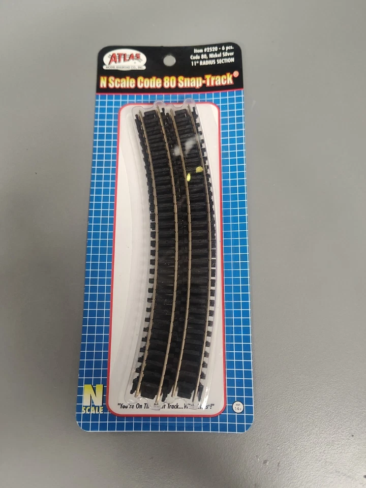 Atlas #2520  11" Radius Track Sections - N Scale - Code 80 Rails - 6 Sections - Image 1 of 1