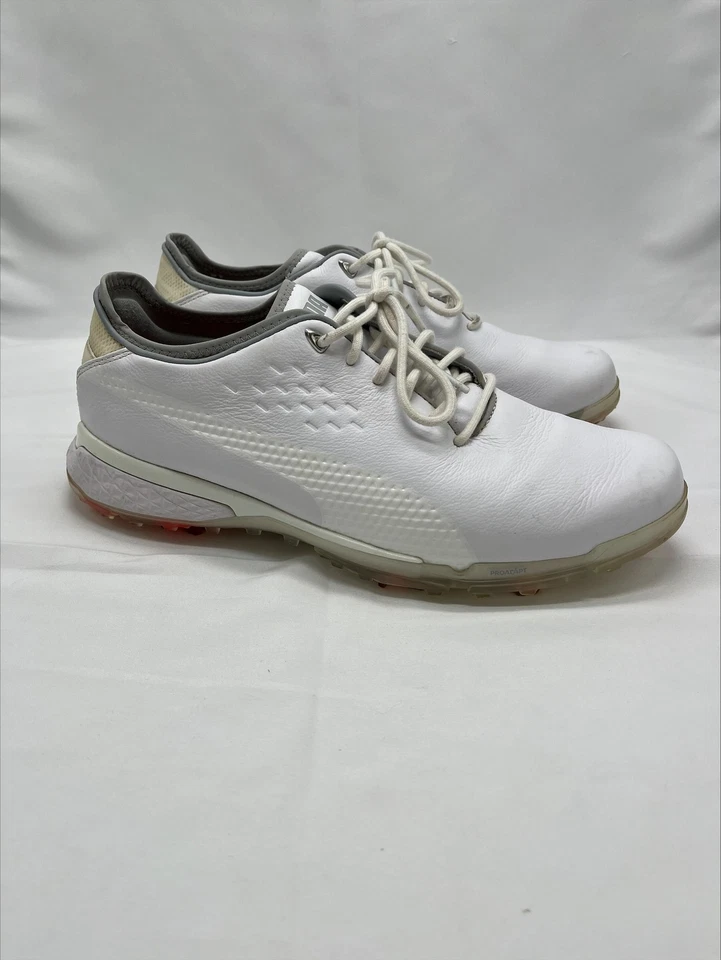 Zapatos de golf Puma Proadapt para hombre 9,5 blanco gris rojo con púas adaptar espuma comodidad Foto 1 de 4