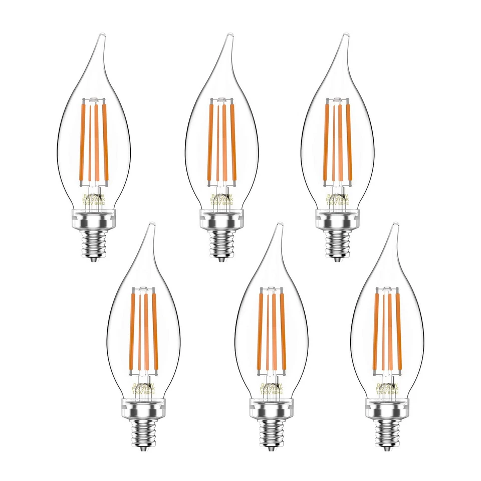 60W Equivalent Dimmable 5.5W BA11(CF35) Vintage LED Edison Filament Candles L... - Image 1 of 4