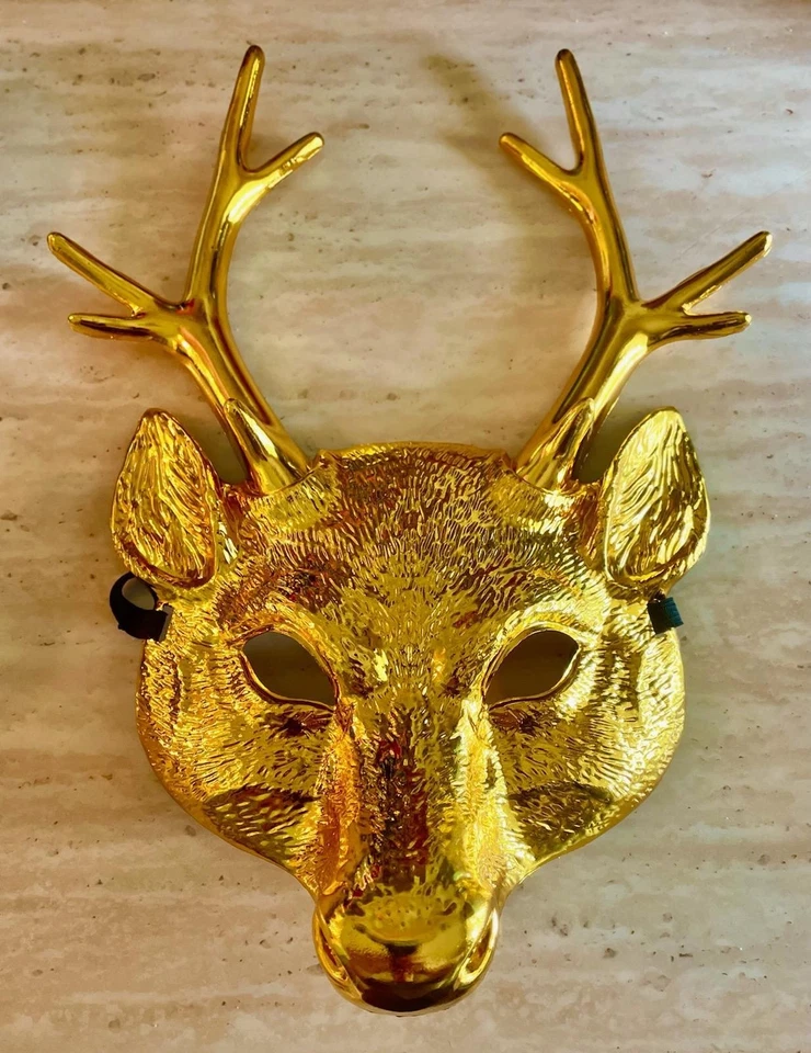 Gold Animal Mask Deer Reindeer Plastic | Halloween, Masquerade, Etc - Image 1 of 1