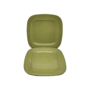 2 Food Network Avocado Green Square Dessert Salad Plates Melamine 8x8 Round Edge - Picture 1 of 5
