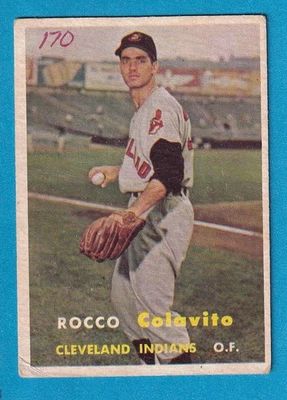 ROCCO COLAVITO 1957 Topps #212 Muito bom estado Cleveland Indians escrevendo na frente - Imagem 1 de 2
