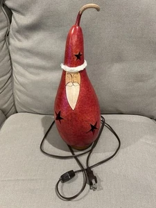 Christmas Folk Art Primative Santa Claus Christmas Gourd Light Meadowbrooke 13” - Picture 1 of 8