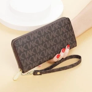 Cartera larga retro de cuero PU para mujer dama de gran capacidad con doble cremallera - Imagen 1 de 3