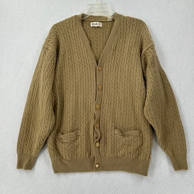 Pringle Wool Mens Camel Cable Knit Cardigan Long Sleeve Grandpa Sweater MEDIUM - Image 1 of 4