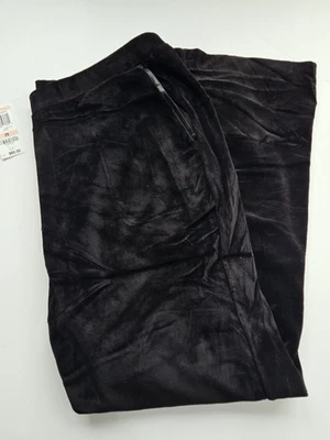 Pantalones Charter Club para mujer 2X de terciopelo negro cintura elástica pierna más ancha Foto 1 de 4