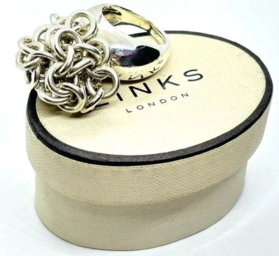 Rare LINKS of LONDON Sterling Silver Hope Chain Ring Size N1/2 (US 7) 31.8 grams - Image 1 of 4