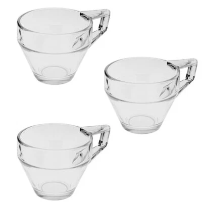 SET 3 Tazze tazzine espresso caffè cappuccino tè  latte vetro trasparente 200ml - Immagine 1 di 4