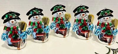 5 Vintage Snowman Christmas Napkin Ring Shiny Silver Allure 1998 Holiday B1 - Imagem 1 de 4