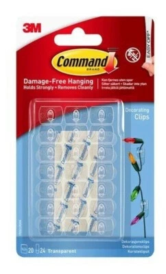 3M Command Decorating Hooks Clips Self-Adhesive Strips Wall Hanging Fairy Lights - Image 1 of 4