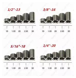 1/4 5/16 3/8 1/2 insertos de rosca helicoidal 304 alambre inoxidable inserción rosca reparación - Imagen 1 de 9