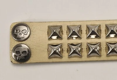 Zero Skateboard Studded BRACELET Ivory Leather Wrist Skate 7-1/2" & 8-1/4" NOS