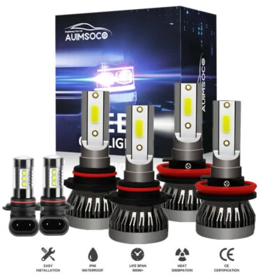 White LED Headlight Hi/Lo Fog Light Bulbs Combo DRL For Acura MDX 2004-2005 2006 - Image 1 of 4