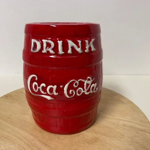 HAEGER POTTERY Ceramic Coca Cola Barrel Bank Vintage - Picture 1 of 11