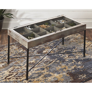 Shadow Box Cocktail Coffee Table Display Case Glass Lift Top Rustic Industrial