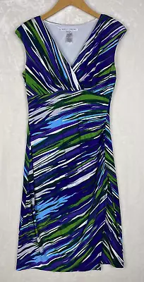 Vestido Maggy London para mujer 8 rayas jersey fruncido lateral cóctel oficina carrera Foto 1 de 4