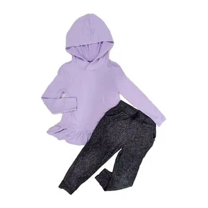Old Navy 4t Athleisure Outfit, Hooded Lavender Peplum, Black Heather Joggers - Picture 1 of 12
