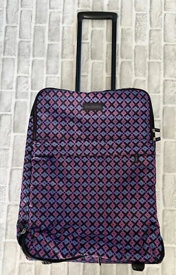 Maleta Equipaje Vera Bradley Púrpura y Azul Grande 26" Aligerada Plegable Rodillo Foto 1 de 4