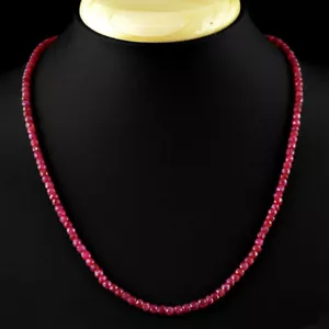 Collar fino de cuentas redondeadas de piedras preciosas rubí rojo facetado de 2x4 mm Brasil 18" AAA - Imagen 1 de 5