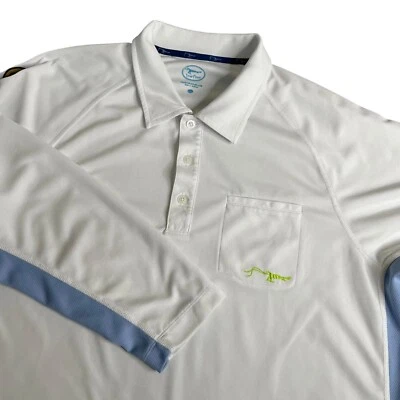 Camisa Polo True Flies Hombre L Blanca Azul Ventilada Manga Larga Pesca con Mosca Aire Libre Foto 1 de 4