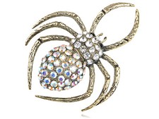 Eerie Hallown Fashion Pin Brooch Gift Gold Tone Alloy Crystal Rhinestone Spider