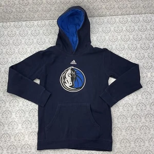 Adidas NBA Dallas Mavericks Logo Dark Blue Hoodie Sweatshirt Kids Size M - 10/12 - Picture 1 of 11