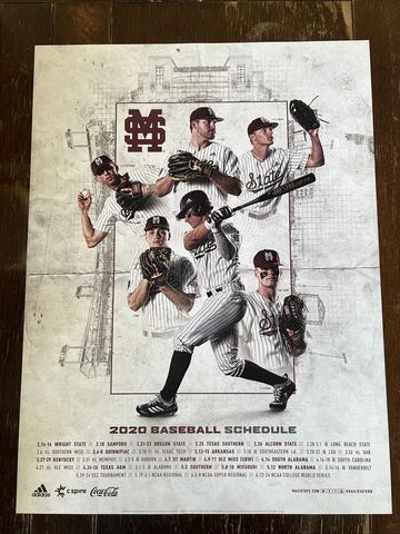 Mississippi State Bulldogs Baseball 2020 Poster Schedule Virus Canceled Season Cover