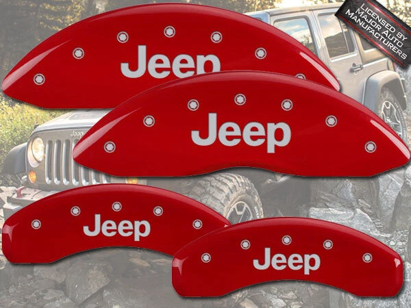 2006-2010 "Jeep" Commander Front + Rear Red MGP Brake Disc Caliper Covers - Image 1 of 4