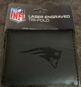 Patriots Laser Engraved Tri-Fold Wallet Black - Picture 1 of 2