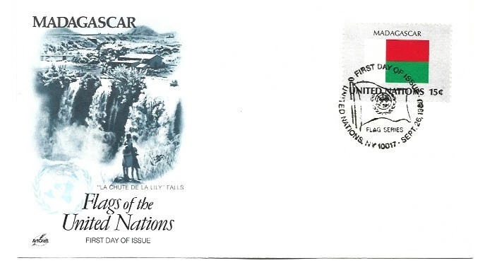United Nations #337 15c Flag Series 1980, Madagascar, ArtCraft FDC - Image 1 of 1