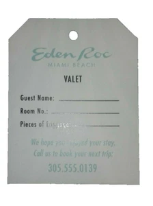 Boleto de valet de viaje de James St. Patrick Miami utilería usada Power Show en blanco (B) - Imagen 1 de 2