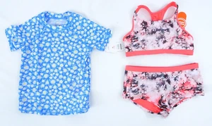 Wonder Nation Girls Lot 3 Rashguard Swim Top 2 Pc Bikini Swimwear Size M NEW - Picture 1 of 4