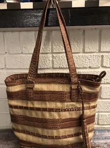 Gal Brown Faux Gator Leather Crossbody Shoulder Handbag Purse BOHO RETRO - Picture 1 of 9