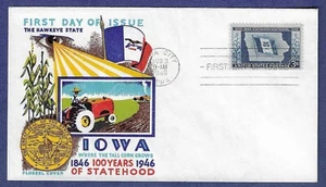 1946 FDC Iowa Statehood issue #942 Fluegel cachet Unaddressed - Picture 1 of 2