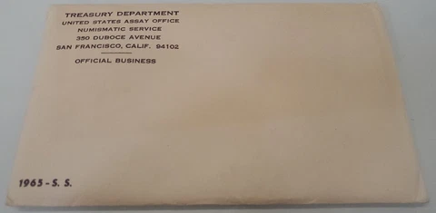 1965 SMS Special Mint Set - FIRST YEAR - w/40% Silver Kennedy, OGP-5 Coins! Cover