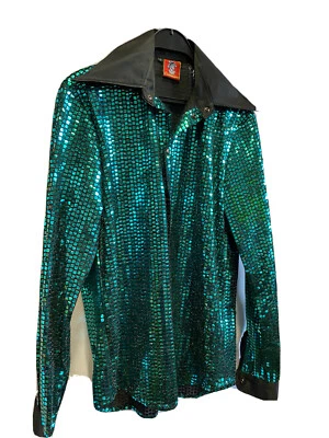 Deluxe 70-х блестками рубашка - бирюза, XXL - Изображение 1 из 4