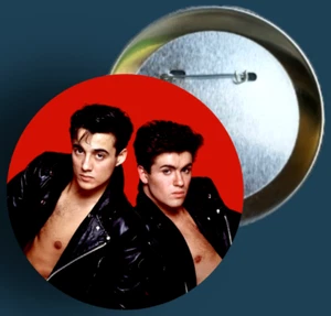 George Michael Photo Pin New Wave Pop 80's Music 1.5" Pinback Button Badge WHAM - Picture 1 of 3