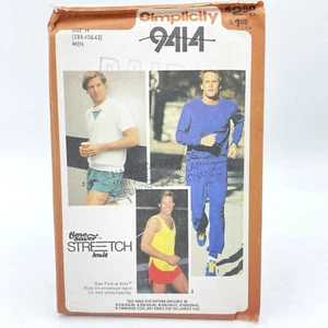 Simplicity 9414 Jogging Track Suit Top Tank Sweatpants Shorts Mens 38 42 Pattern - Picture 1 of 3
