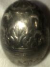 Vintage White Metal Egg Trinket Box Decorated With Scrolled Fauna 