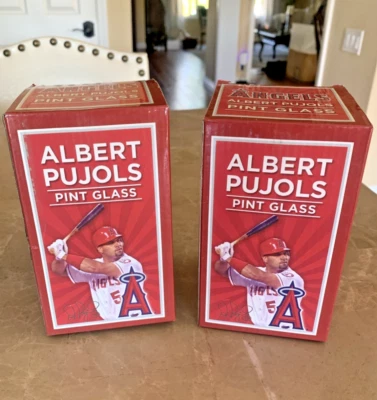 Los Angeles Angels Baseball Albert Pujols Pint Glass 8/1/2013 SGA Set of 2 - Image 1 of 4