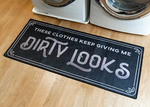 Grip-Back Woven Printed Rug, Laundry Room Mat Runner - Dirty Looks 24" x 56" - Picture 1 of 3
