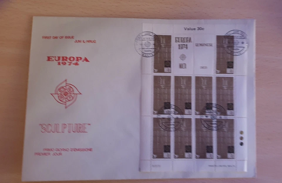 Europa 1974 busta primo giorno. Malta. Sculpture Romanesk - Immagine 1 di 1