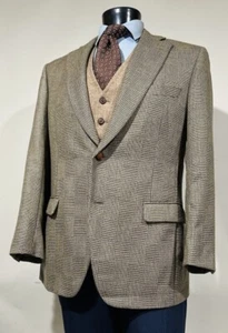 Paul Stuart Wool Houndstooth Check Brown Woven Mens Sport Coat 42 R - Picture 1 of 11