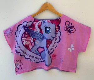 Handmade upcycled My Little Pony pink purple top summer blouse size 10 - 12 - Picture 1 of 3