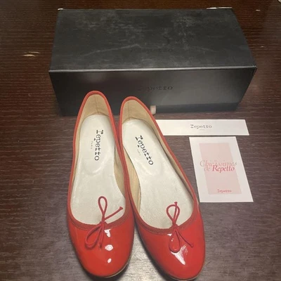 Pisos de ballet Repetto rojos raros talla 37, acento cinta, excelente estado Foto 1 de 4