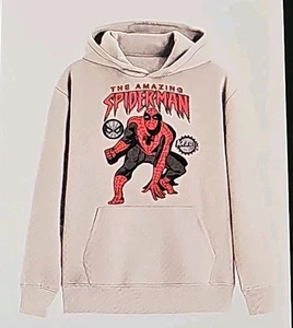 Marvel The Amazing Spiderman Hoodie Men's Pullover White Open Pocket Size MEDIUM - Picture 1 of 4